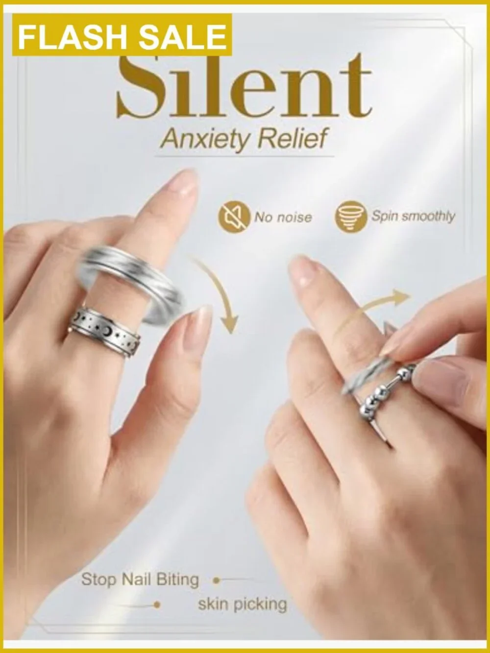 9 Pack Fidget Rings Set Anxiety Relief Stress Rings Stackable Adjustable